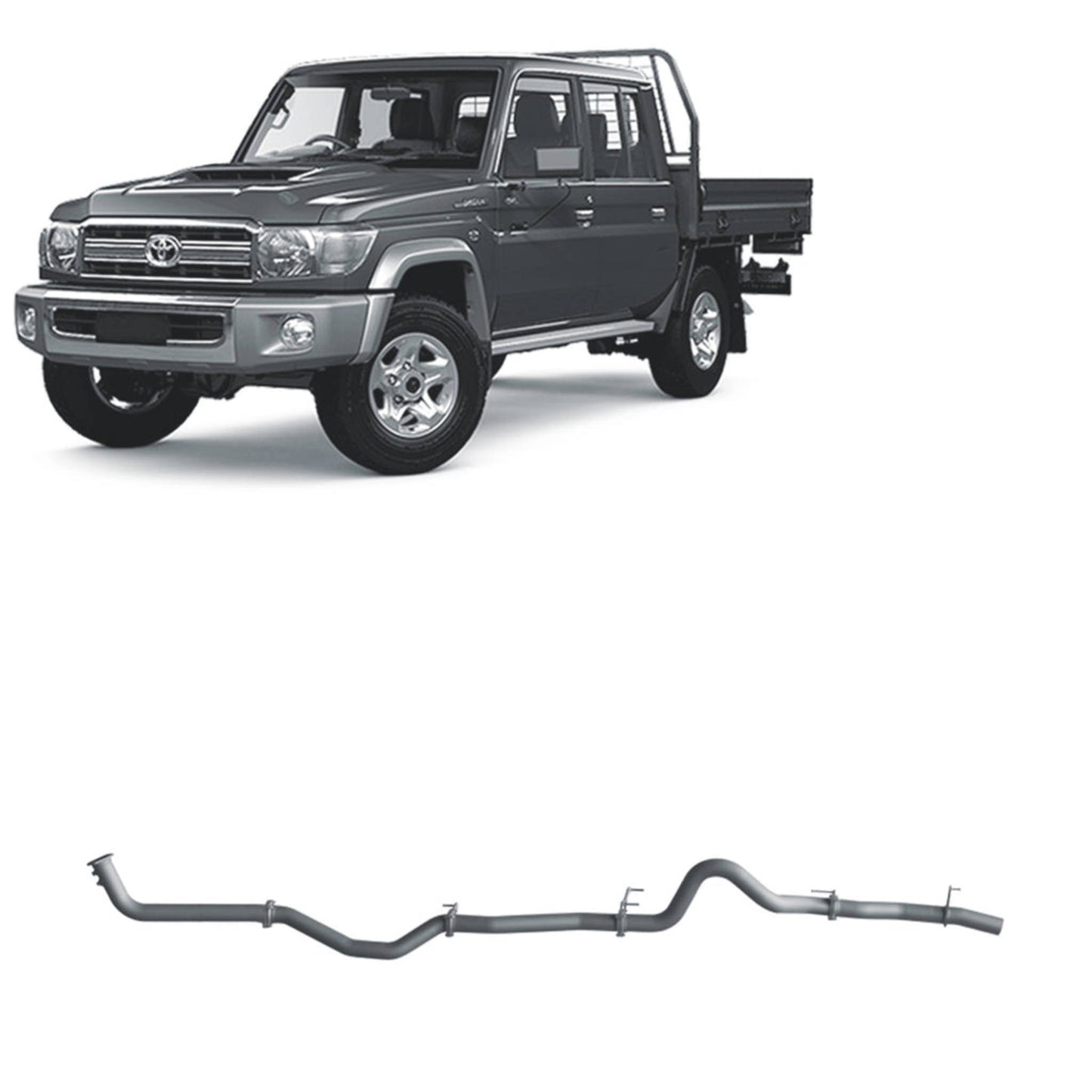 70 Series Land Cruiser Extreme Duty Exhaust - 79 Series with Auxiliary Fuel Tank (11/2016 - On)