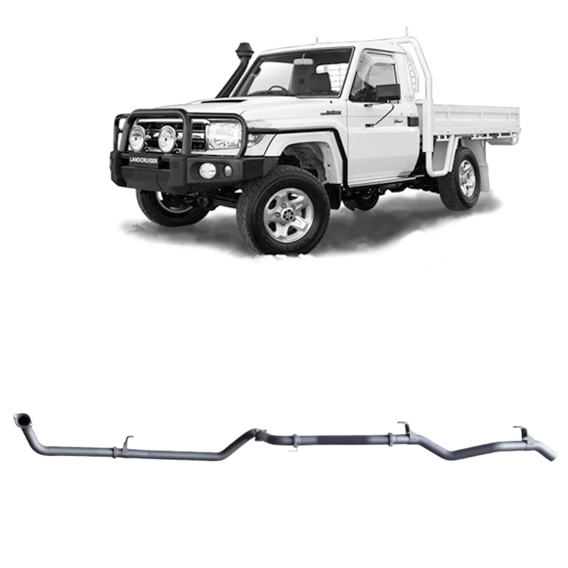 Extreme Duty 3" Factory Dump Pipe Back Exhaust for the Toyota LandCruiser 79 Series 4.2L TD (01/2001 - 01/2007) (view 4)