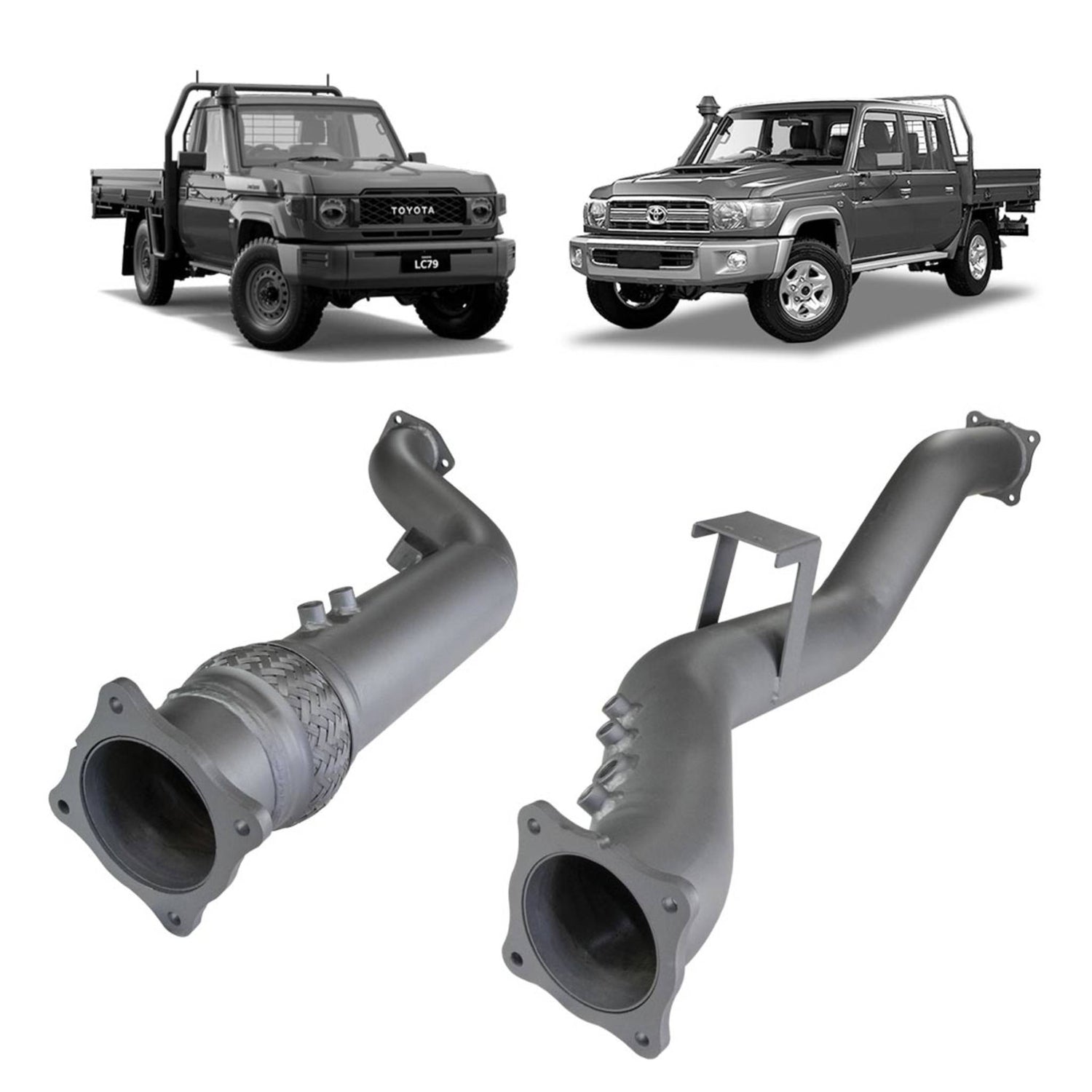 Extreme Duty 4" Exhaust DPF Adaptor Kit for the Toyota LandCruiser 79 Series (2016 - On)