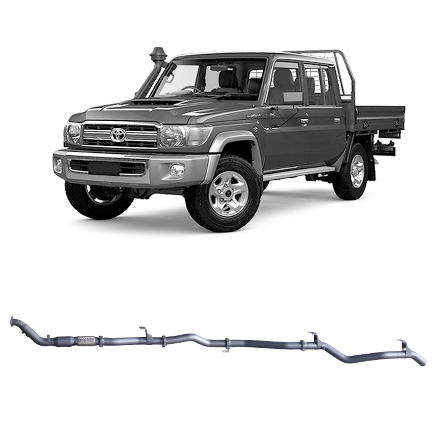 Extreme Duty 3" Turbo Back Exhaust - 79 Series Dual Cab w/ Auxiliary Fuel Tank (01/2012 - 10/2016)