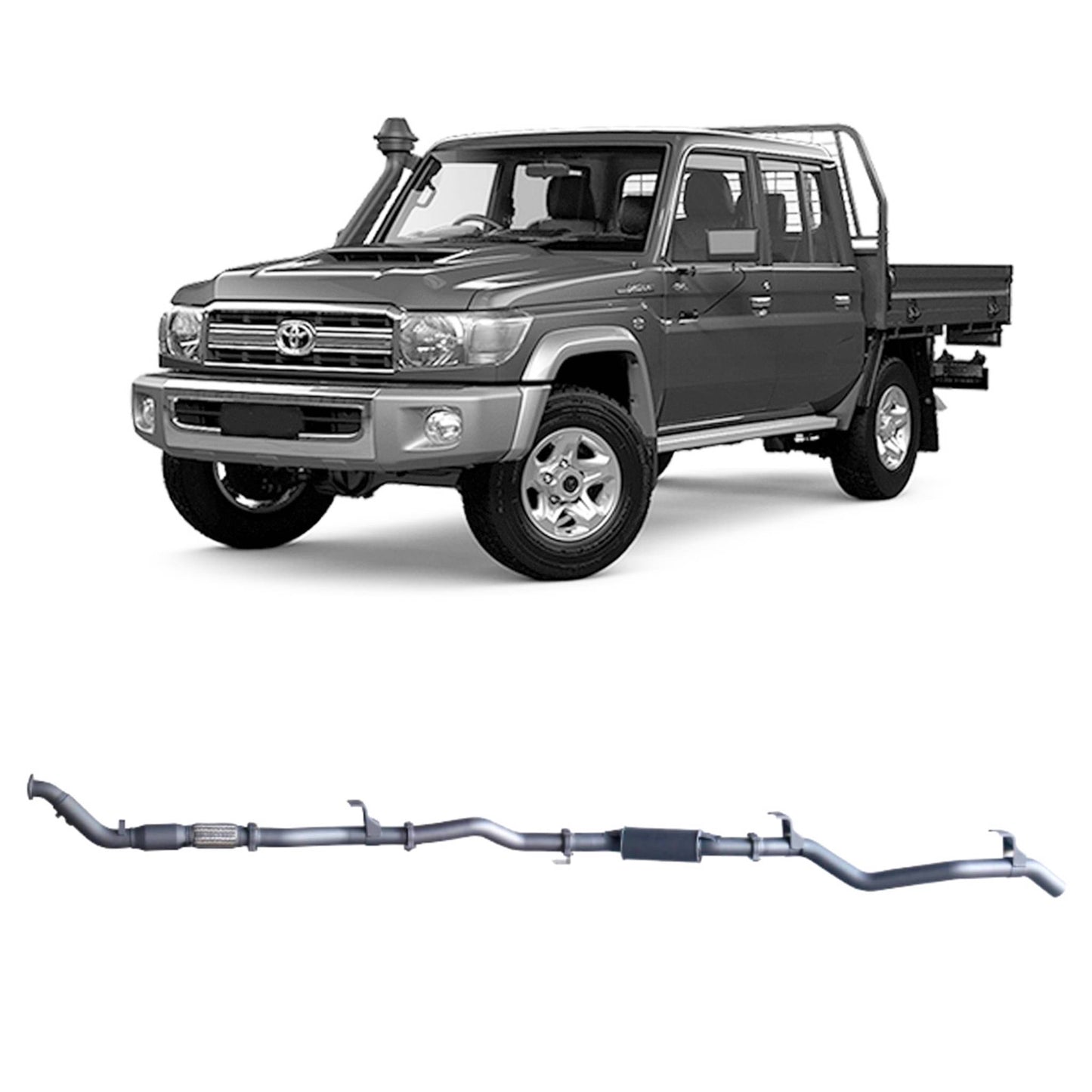 Extreme Duty 3" Turbo Back Exhaust - 79 Series Dual Cab w/ Auxiliary Fuel Tank (01/2012 - 10/2016)