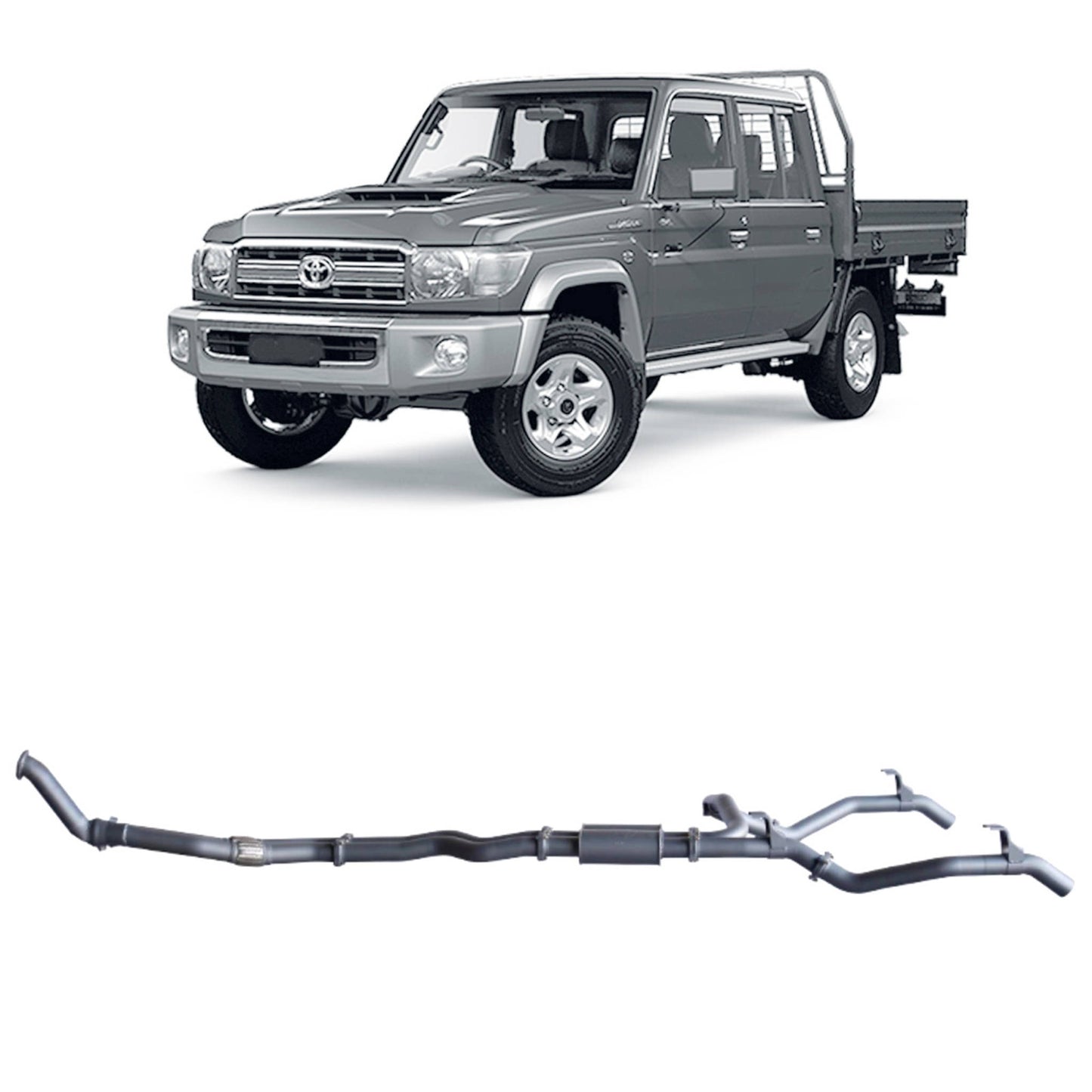 Extreme Duty 3" Twin Turbo Back Exhaust - 79 Series Dual Cab (10/2012 - 10/2016)